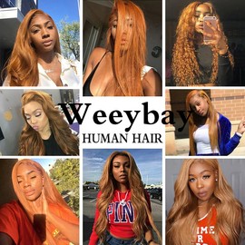 Weeybay 4x4 Lace Front Wigs #30 Light Brown Human Hair Body Wave Pre Plucked Baby Hair HD Transparent 180% Density 4x4 Lace Frontal Wigs 20 Inch