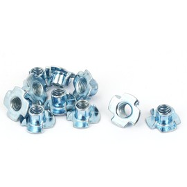 Sourcingmap M10 Carbon Steel 4 Pronged Tee Nut T-Nut for Table Legs Rock Climbing Wall Woodwork Holds Wood Cabinetry 10 Pcs