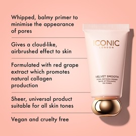 ICONIC LONDON Velvet Smooth Pore-Refining Primer | Whipped, Balmy Primer, Diffuses Pores, Cruelty-Free, Vegan Makeup, 1.01 Fl oz