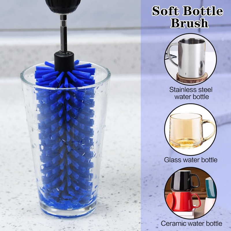 Drill Brush for Car Wheel and Bottle, 25cm Long, for