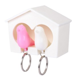 Levemolo 1set Hanging Wall Bird House Keychain Holder Keychain Hooks Rings Home Wall Decor Decorative Key Ring Hanger