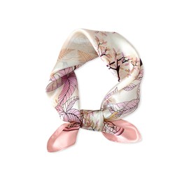 LumiSyne Silk Scarf, Women's, Elegant, Artistic Print, Maple Leaf Pattern, Square Scarf, Satin Silk Neckerchief, Stylish, Handkerchief, Headdress, Hair Bandage, For Work, Travel, Gift, Pink