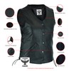 Women's Motorcycle Leather Vest With Longer Cut and Dual Gun