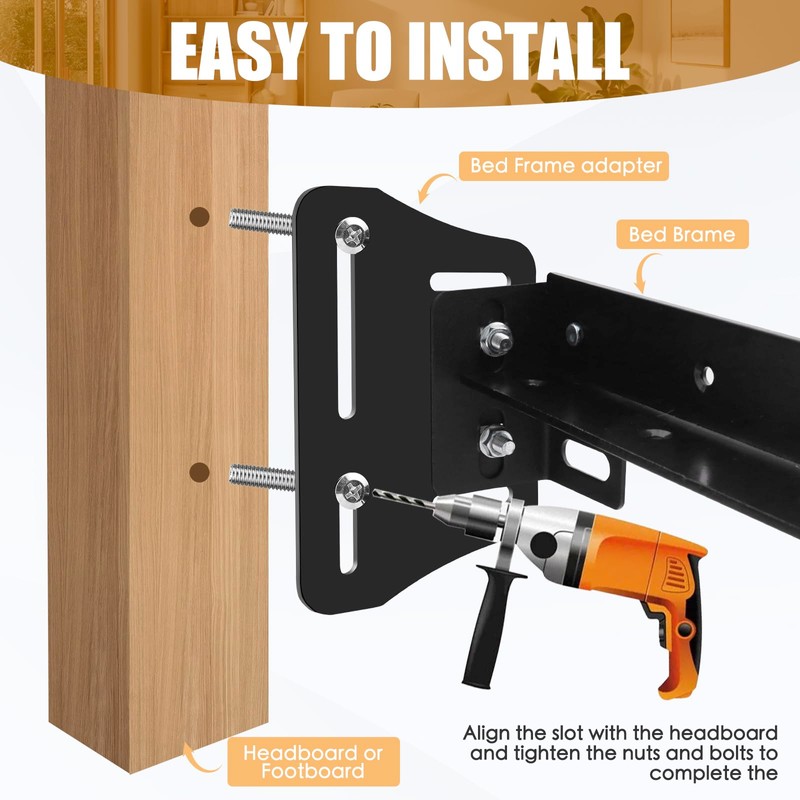 2Pcs Queen Bed Modification Plate, Headboard Attachment Kit, Heavy Duty