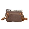 Myra Bag Mixed Upcycled Canvas & Cowhide Leather Messenger Bag