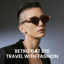 Cyxus Women's Sunglasses with Pearl, UV Protection, UV Protection, Small Face Effect, Lightweight Design, For Fishing, Driving, Climbing, Travel, Sports, Stylish, 02 brown