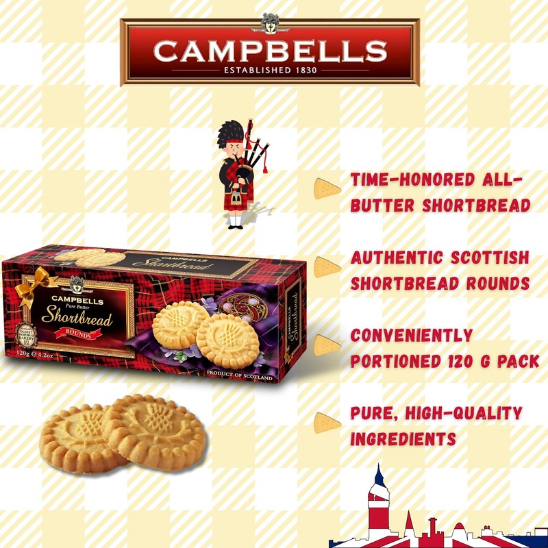Campbells Shortbread Pure Butter Rounds 4.23 Oz (Pack of 3)
