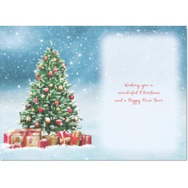 doodlecards Mum Christmas Card Christmas Tree and Parcels Medium Size Christmas Card for Mum with Plain Envelope