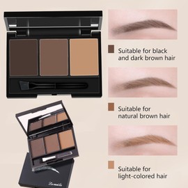 Eyebrow Powder Palette, Dark Brown Light Brown Brow Powder Shaping Kit Eyebrow Filler Brow Tint Root Touch Up Face Contour Hairline Powder, Natural Waterproof Long Lasting Make-Up Palette with Brush