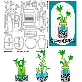 BENECREAT Lucky Bamboo Cutting Dies, Potting Monstera Stencils Utensils Decorative Embossing Stencils for Scrapbooking, Photo Album, Greeting Card Making, Paper Embossing