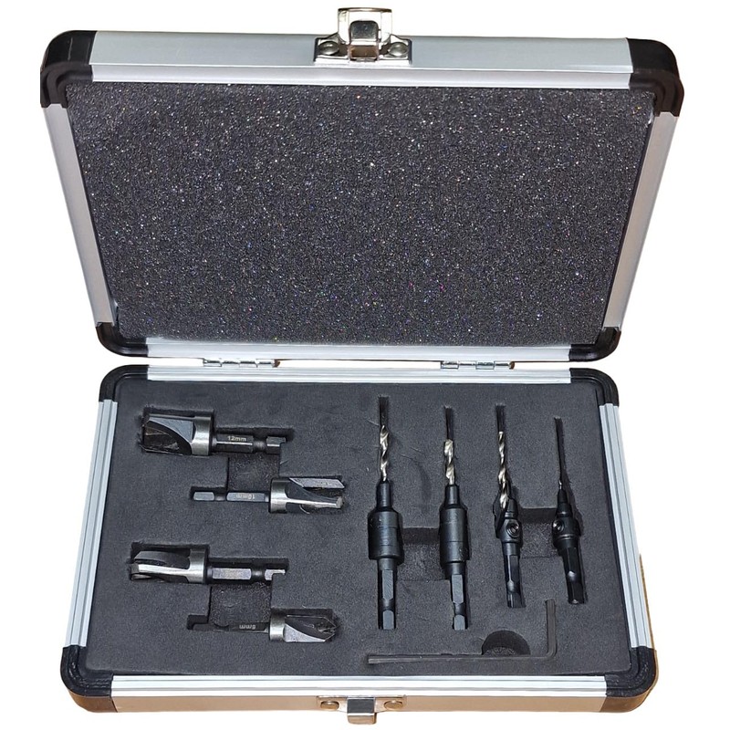 PTI Matching Plug Cutter and Countersink 8 Piece Set 6,8,10,12mm