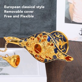 Vintage Collectible Rare Small Genie Lamp, Gold and Sapphire Blue Decoration, Legend, Genie Light, Magic Decor for Aladdin Theme Parties