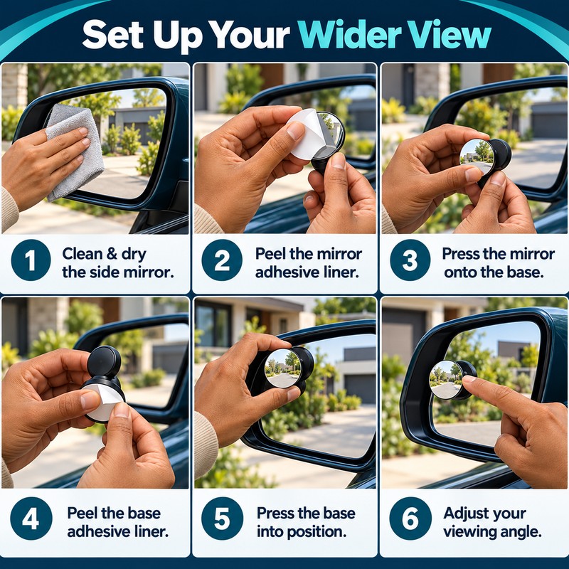 360° Adjustable Blind Spot Mirrors for Cars – Wide-Angle Convex