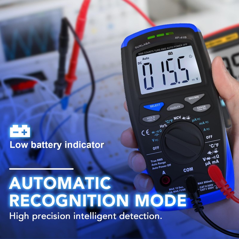 SURLABA Smart Digital Multimeter, XF-41B Spannung Amperemeter AC DC 600V,