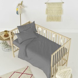 Baby Bedding Set 20 Colors Pillowcase + Duvet Cover 2 PC to FIT Baby COT 120 cm x 90 cm (Grey)