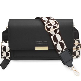 LITOON Cross Body Bags with Touchscreen Cell Phone Purse Window ZipperPocket, RFID Blocking Card Holder for Women (Horizontal - Black)