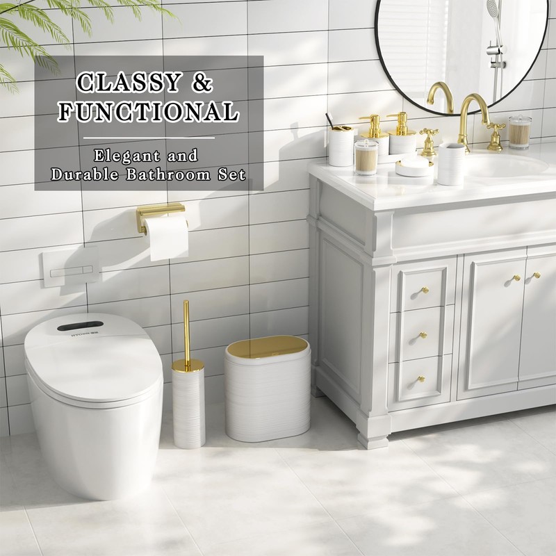 InnJoey Bathroom Set, 10PC Bathroom Accessory Set, White Bathroom Accessories,