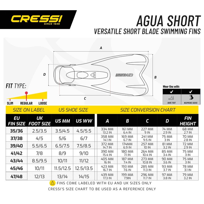 Cressi Unisex Cressi Kid s Agua Short Fins Blue Size