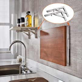 Homeme Shelf Bracket, L-Shaped, SUS304 Stainless Steel, 2 Pieces, Load Capacity 176.4 lbs (80 kg), Shelf Support, Bracket, Folding, Hardware