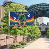 Hztyyier World Peace Flag Dove Rainbow Signs Double Printed World