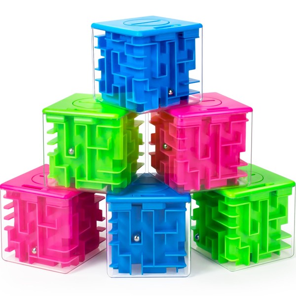 YongnKids 6-Piece Money Maze Plastic Puzzle Boxes, Portable 3D Brain
