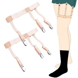 Jixin4you 2-piece Set, Shirt Garter, Men's, Women's, Stretch, Leak Proof, Suspenders, Unisex, Adjustable, Skin Color: A