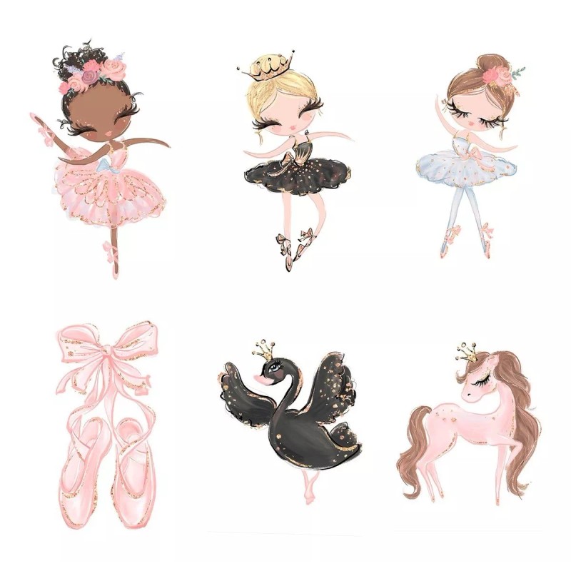 DaraBaby Kit 6 Lienzos Habitación Infantil Bailarina Ballet Bebé Niña