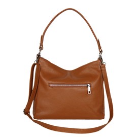 AmbraModa GL35 Women's Handbag Shoulder Bag Made of Grained Cowhide Leather, camel brown
