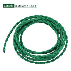 sourcing map Twisted Cloth Covered Wire 2 Core 18AWG 3 Meter/9.8 Feet, Vintage Woven Fabric Electrical Cable for Pendant Light DIY Project, Dark Green