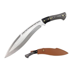 Blazing S. Full Tang Kukri Hunting Machete with Leather Sheath for Hunting I Camping I Outdoor Activities I 5.8mm Thick Stainless Steel I 5CR15Mov I (Huntsman G10 Handle)