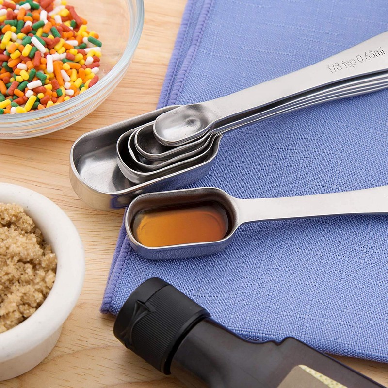 LOKIPA Heavy Duty Stainless Steel Metal Measuring Spoons for Dry