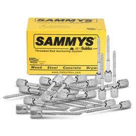 Sammys 8015925-25 Vertical Rod Anchor Super Screw with 1/2 in. Threaded Rod Fitting, 1/4 x 3'' Screw, for Wood (Pkg.=25)