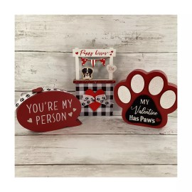 Agape Gifts Designs AGD ValentineS Decor Puppy Dog Kisses Booth, Paws My Person Tier Tray 3pc