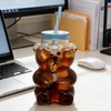 Kawaii Bear Sippy Cup 19oz, Clear Bear Glass Cup with