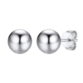 Silvora Round Ball Earrings, Women's 925 Silver, Ball Earrings, Popular Accessory, Sterling Silver