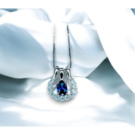 Tiny Blue Sapphire Necklace Horseshoe Style - 18KGP @ Sterling Silver - September Birthstone - One necklace two wearing - Minimalist horseshoe pendant #190