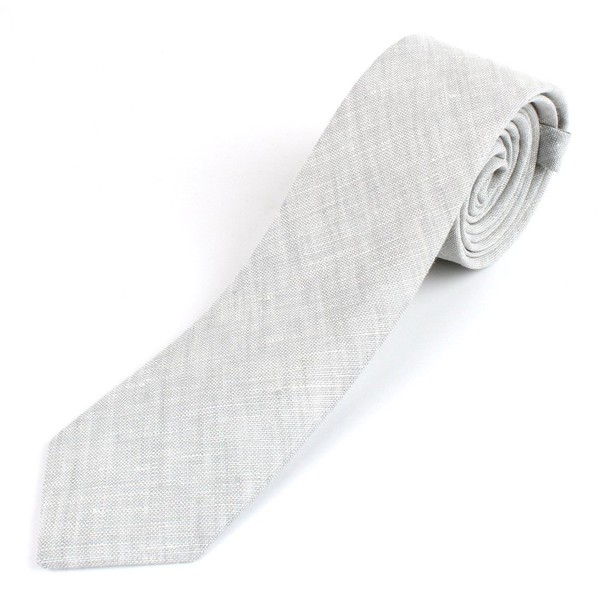 Men's Cotton Linen Skinny Necktie Tie Sand Wash Solor Color