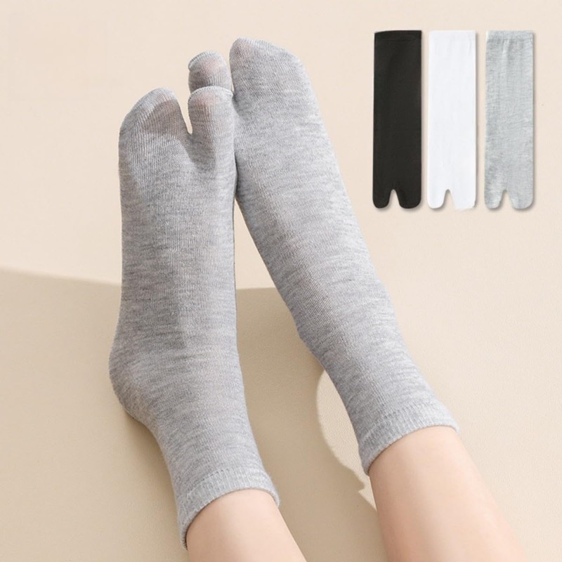 Qzkouma FEND-45 Women's 2 Toe Socks, 5-Pair Set, Cotton Blend,