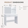 WAYES 3-Foot Wooden White Vanity Desk with Mirror and Lights,