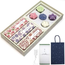 60 Sticks for 2 Months, Japanese Yu, 6 Types of Scents, Incense Holder Included, Trial Set, Osmanthus and Gardenia