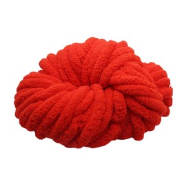 Vaveren Chunky Chenille Yarn Super Bulky Yarn Plush Yarn Thick Yarn Acrylic for DIY Crafts Crocheting Hand Knitting Hat Blanket, Red