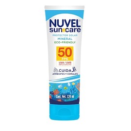 Nuvel Protector Solar SunCare FPS 50 para Cara y Cuerpo 120 ml | Bloqueador Solar de Amplio Espectro Reef Friendly (Protege Arrecifes) | Resistente al Agua y Textura Ligera | No Grasosa