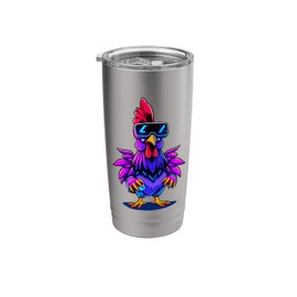 Chicken Farm Tag Gamer Funny Sunglasses Farmer Men Women Stainless Steel Insulated Tumbler