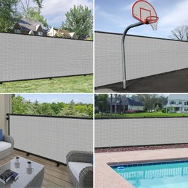 Windscreen4less Privacy Fence Screen Heavy Duty Windscreen Fencing Mesh Fabric Shade Net Cover with Brass Grommtes for Outdoor Wall Garden Yard Pool Deck, 5'x30' Light Gray
