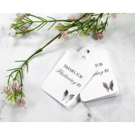 Butterfly Thank You Tags - Thanks for Fluttering By - 12pc (White)