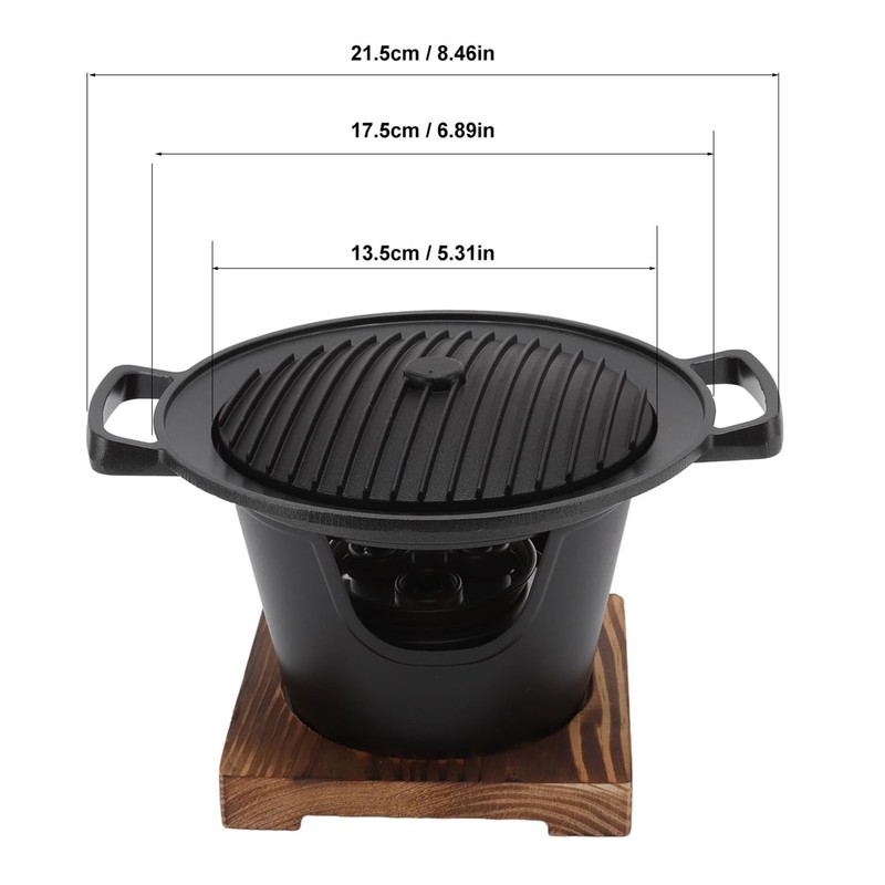 Portable Charcoal Grill with Wooden Frame - Durable Hibachi Grill