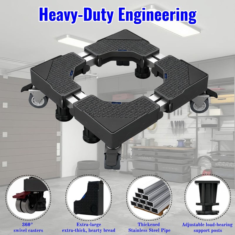 Adjustable Tire Dolly 500lb Capacity Rolling Storage Rack for Garage