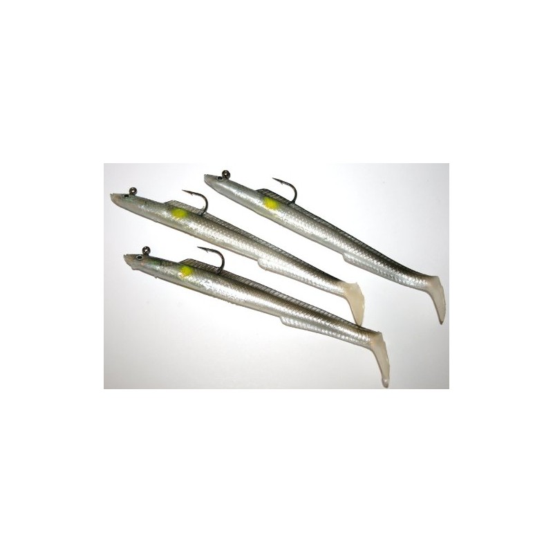 Sidewinder super slim 6"- 10grm sandeel lures natural/yellow spot pack