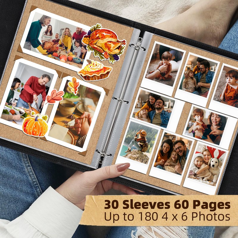 Vienrose 13"x11" Scrapbook Album Gift Set Faux Leather DarkBrown 60