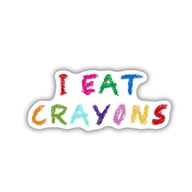 (3Pcs) I Eat Crayons Stickers, Funny Saying Stickers, Cute Crayons Stickers, Water Assitant Die-Cut Vinyl Stickers Decals for Laptop Phone Kindle Journal Water Bottles, Stickers (2 Inches)